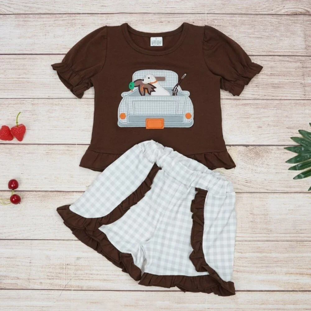 Boutique Duck Hunting Labrador Puppy Tunic Shorts Outfit